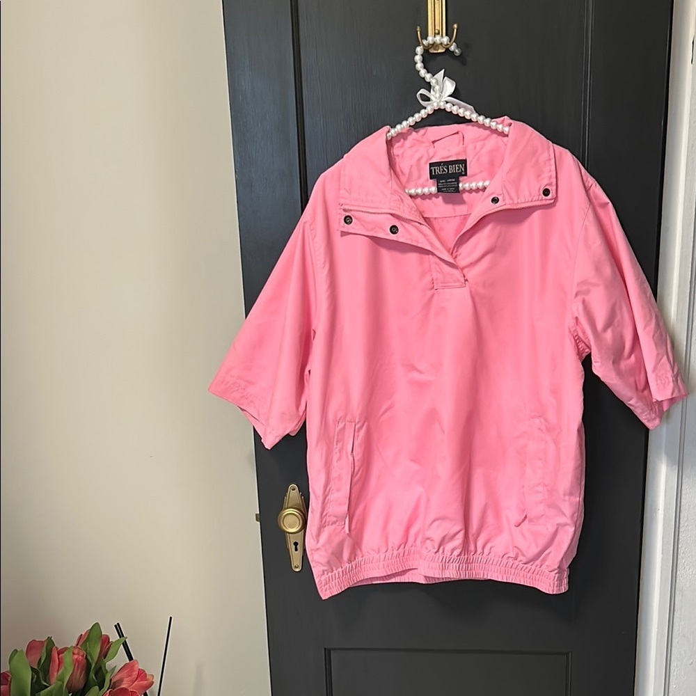 Tres Bien Pink Pullover Windbreaker Jacket